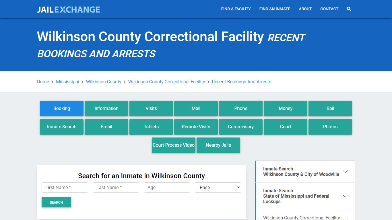 Wilkinson County Correctional Facility MS Recent Arrests and Bookings